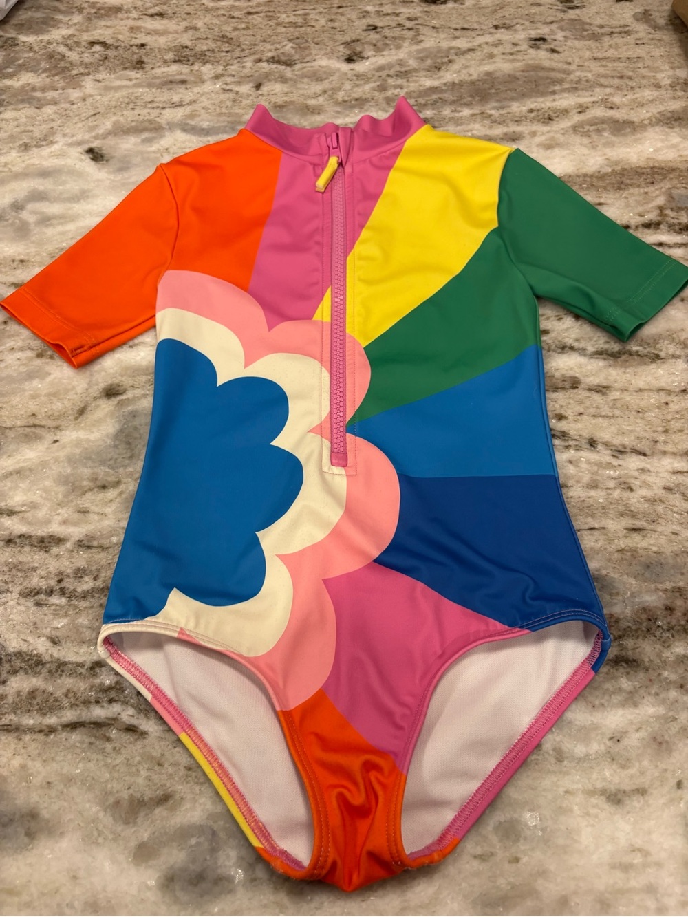 Kids Multicolor Rainbow One-Piece Swim Suit - Pink, Blue, Green, Orange